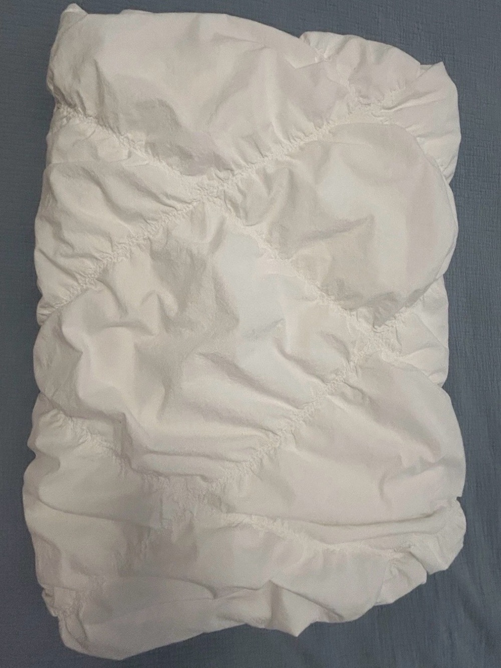 Pottery Barn Teen White Organic Cotton Diamond Rouched Duvet Cover, TWIN